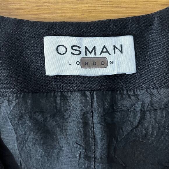Osman Contrast Wrap Gathered top black navy blue - 8 - Picture 11 of 13